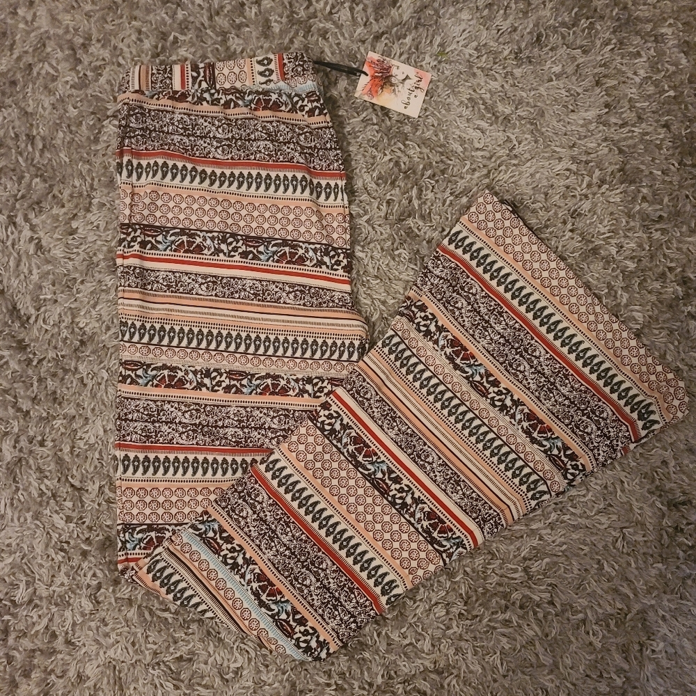 Womens boho flare legged pants size L